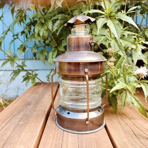 Vintage klukflaske i kobber og glas