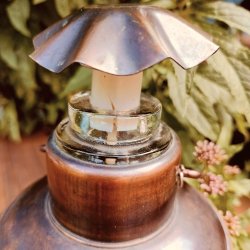 Vintage klukflaske i kobber og glas