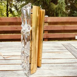 Smuk retro v�glampe i krystal og messing